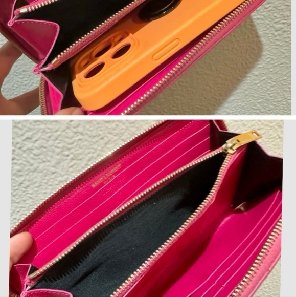Saint Laurent YSL Monogram Zip Around Wallet with Chain Bubblegum - Picture 12 of 14